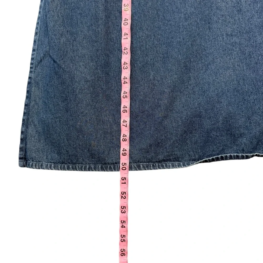 Vintage | Che Bella | Denim Floral Layered Maxi Dress Blue Medium Wash Size L - Picture 16 of 16